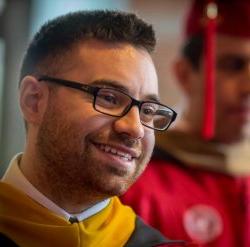 closup of student in cap and gown